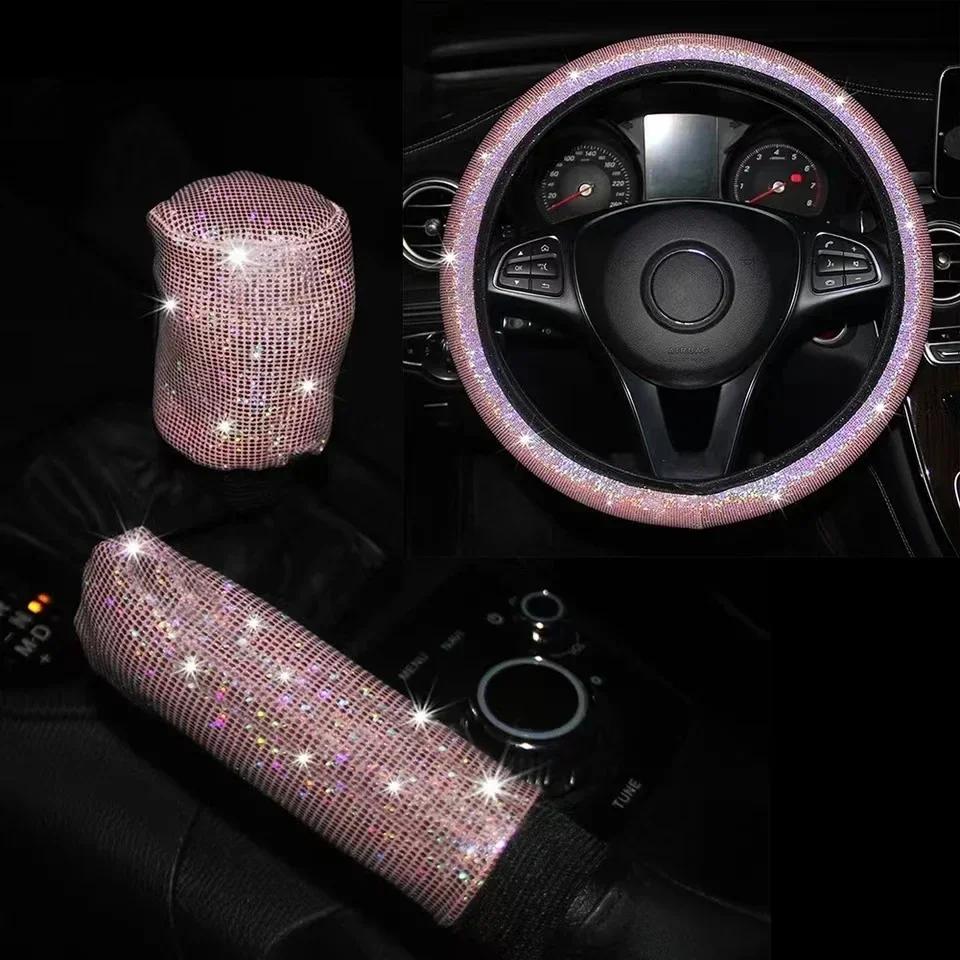 38CM Car Steering Wheel Cover Diamond Wheel Cover for Women Steering Wheel Cover Universal Anti-Slip Car Styling Accessories