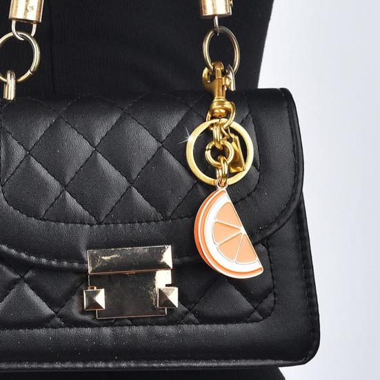 Keychain Pendant Grapefruit Lemon Slice Design Key Chain with Anti-Oxidation Lobster Clasp Scratch-Proof Surface Backpacks Accessory