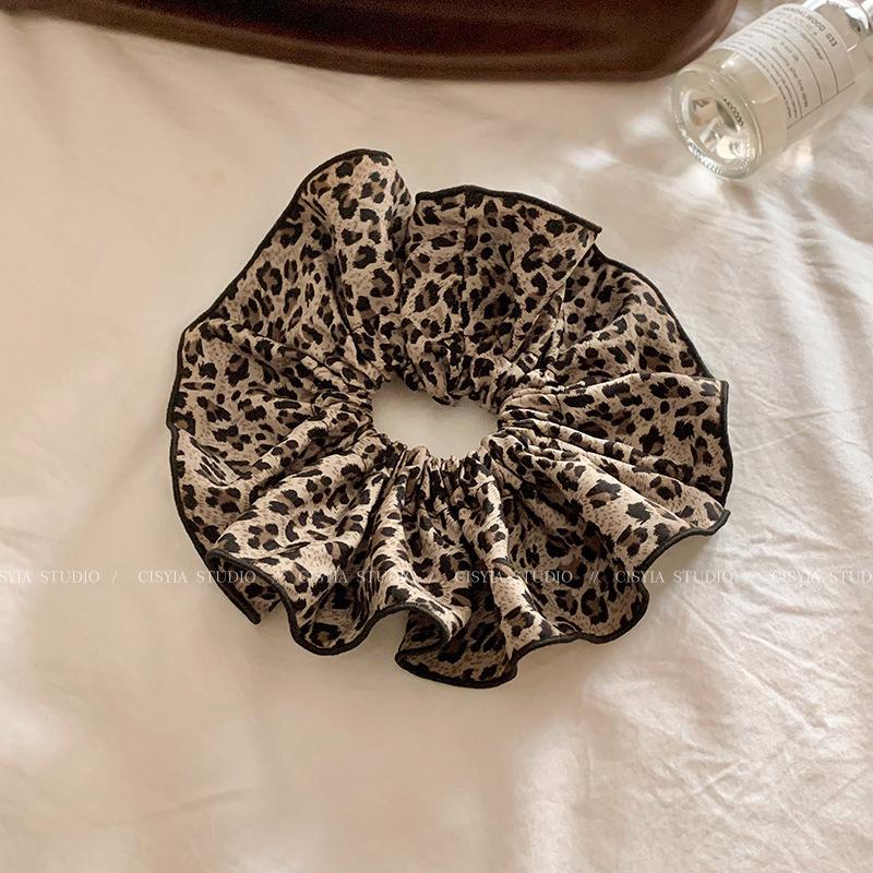 Double-layer Leopard Print Large Intestine Hair Tie for Women With Ponytail Hair Rope  New  Headband Fashion Headwear