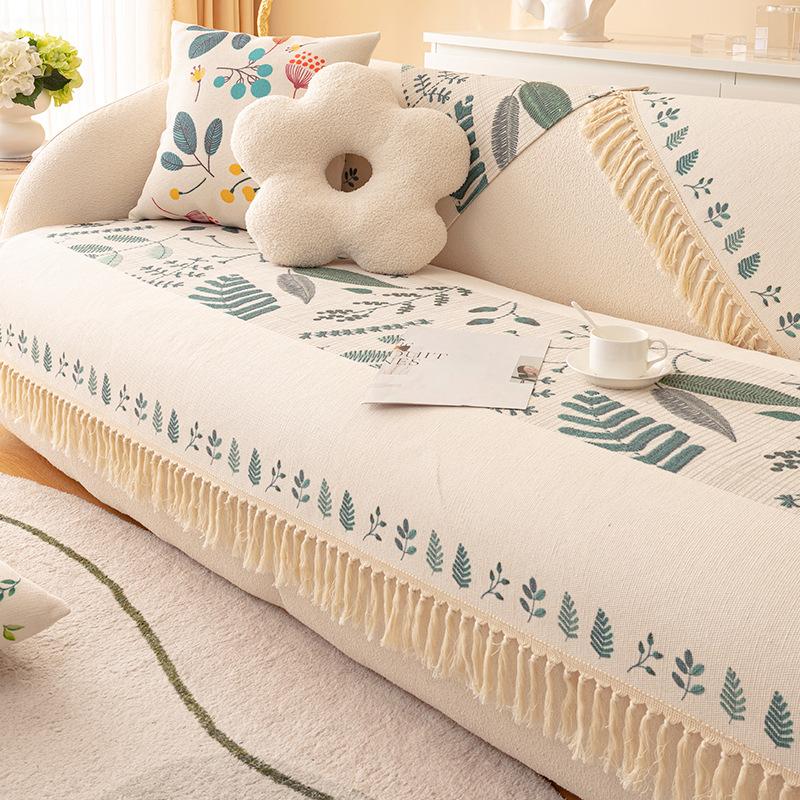 Cotton And Linen Sofa Cushion Four-Season Universal Non-Slip Seat Cushion Light Luxury Simple Sofa Cover Cloth Backrest Sofa Cover