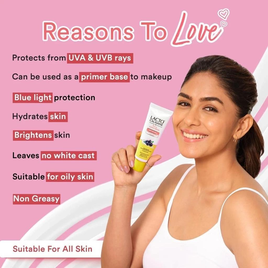Lacto Calamine Dewy Sunscreen SPF 50 PA+++ 50g Niacinamide Dermatologically Test