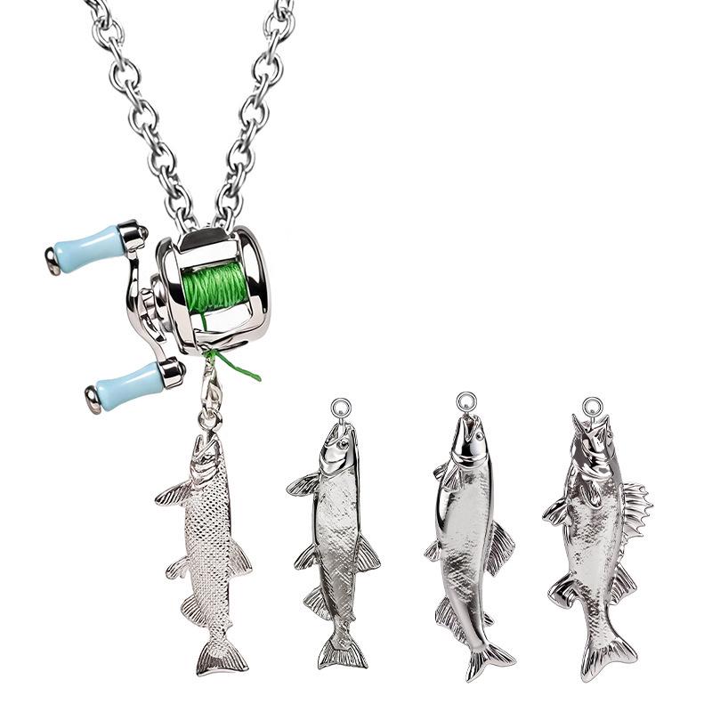 Herren Mini Angelrolle Halskettenanhänger - Hip-Hop Valentinstagsgeschenk für ihn