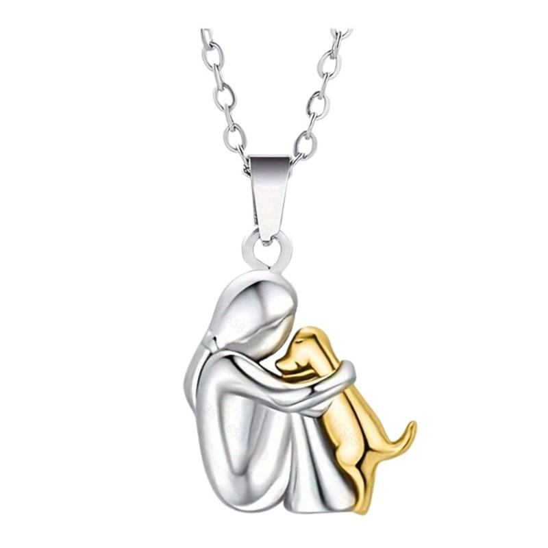 

Endearing Girl and Puppy Pendant Necklace/Earrings Fashion Friendship Jewelry Accessories Animal Lover Accessory