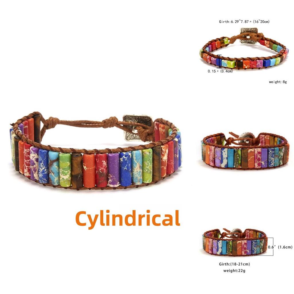 Ethnic Inspired Artificial Colored Stone Weaving Wide Bracelet For Women With Minimalist Design