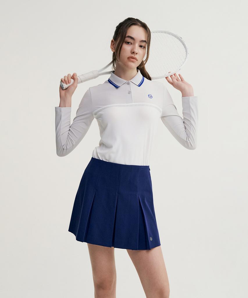SERGIO TACCHINI W Preppy Wide Pleated Skirt (Navy)