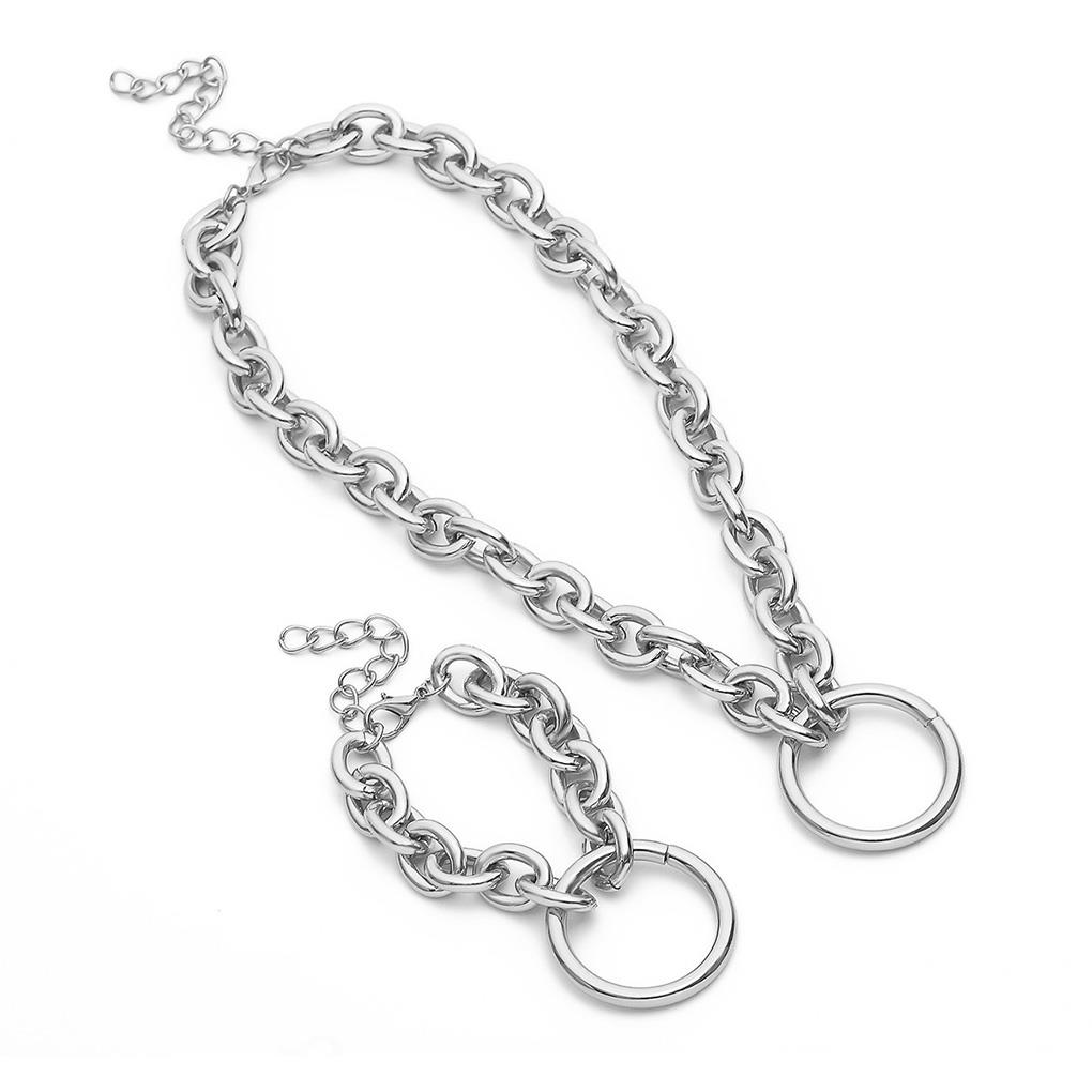 Simple Thick Lock Chain Geometric Hollow Circle Punk Necklace Fashion Jewelry