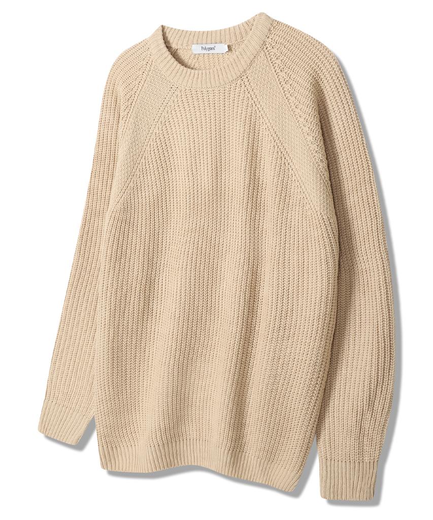 POLYGRAM Side Slit Raglan Round Knit - 4 Colors