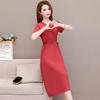 Loose Plus Size Summer Fashion Dress for Middle-Aged & Elderly Women - Solid Color, Mid-Length, Short Sleeves