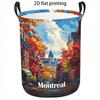 1pc Laundry Basket, Montreal Autumn Cityscape Print Clothes Hamper, Large Capacity Storage Organizer with Reinforced Handles, Casual Home Decor Foldin