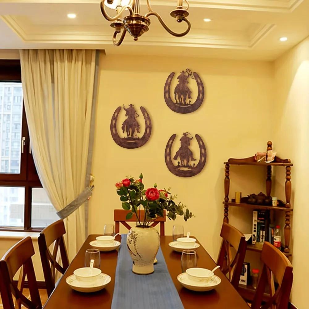 Западный деревенский подкова металлическое настенное украшение в ковбойском стиле — фото 7