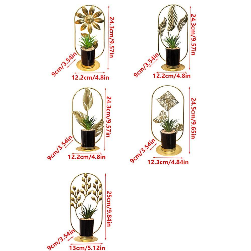 Creative Design Metal Potted Ornaments Glass Flower Pot Artificial Succulent  Living Room