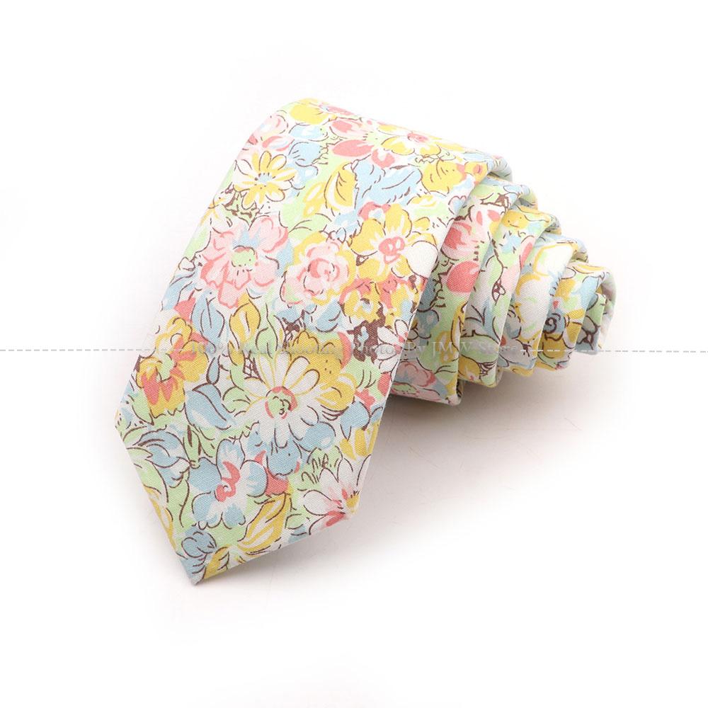 New Chic, Blumenkrawatte, 100 % Baumwollkrawatte, für Männer, helle Farbe, lässige schmale Krawatte, Hochzeitsfeier