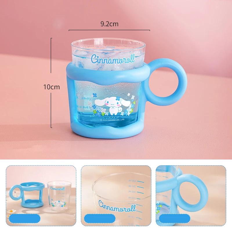 For Sanrio Glass Cup with Mug Sleeve High Borosilicate Glass Heat-proof Water Cup with Scale Home Breakfast Juice Milk Mug Gift
