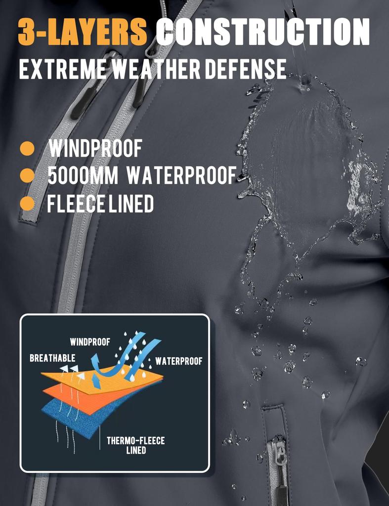 Little Donkey Andy Softshell Jacket with Detachable Fleece Size S Women's Ski/Snowboard Hood, Lining, Water-Repellent, Gray,