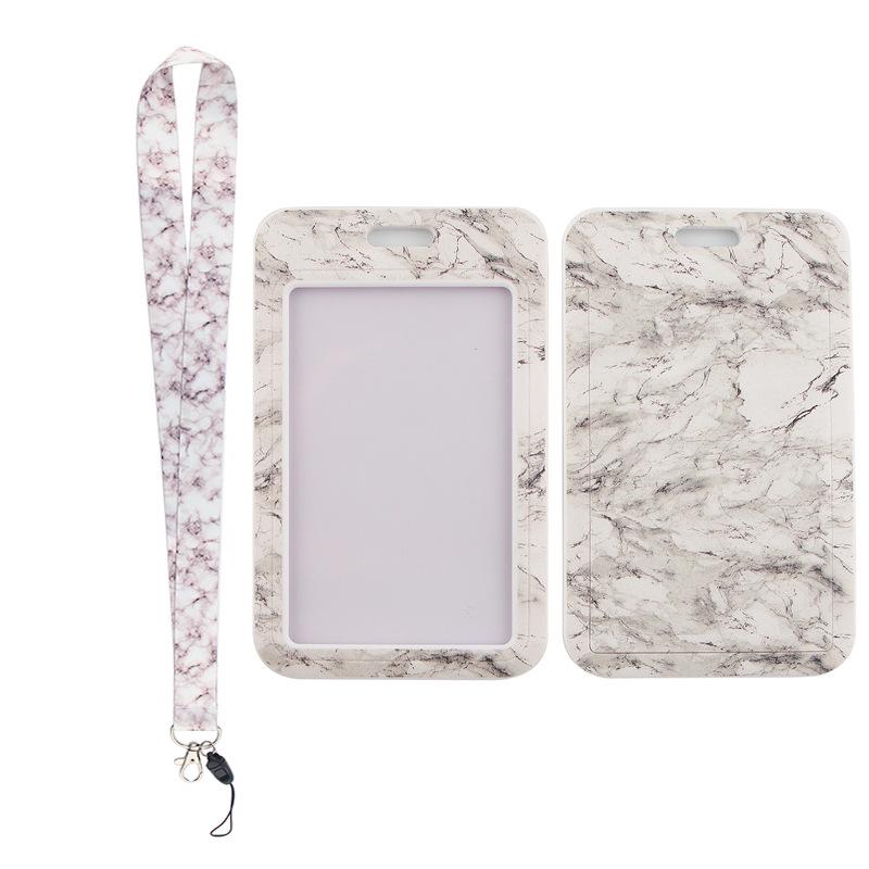 Marble Texture Phone Lanyard & Card Holder for Student/Work ID, Meal & Bus Access.
