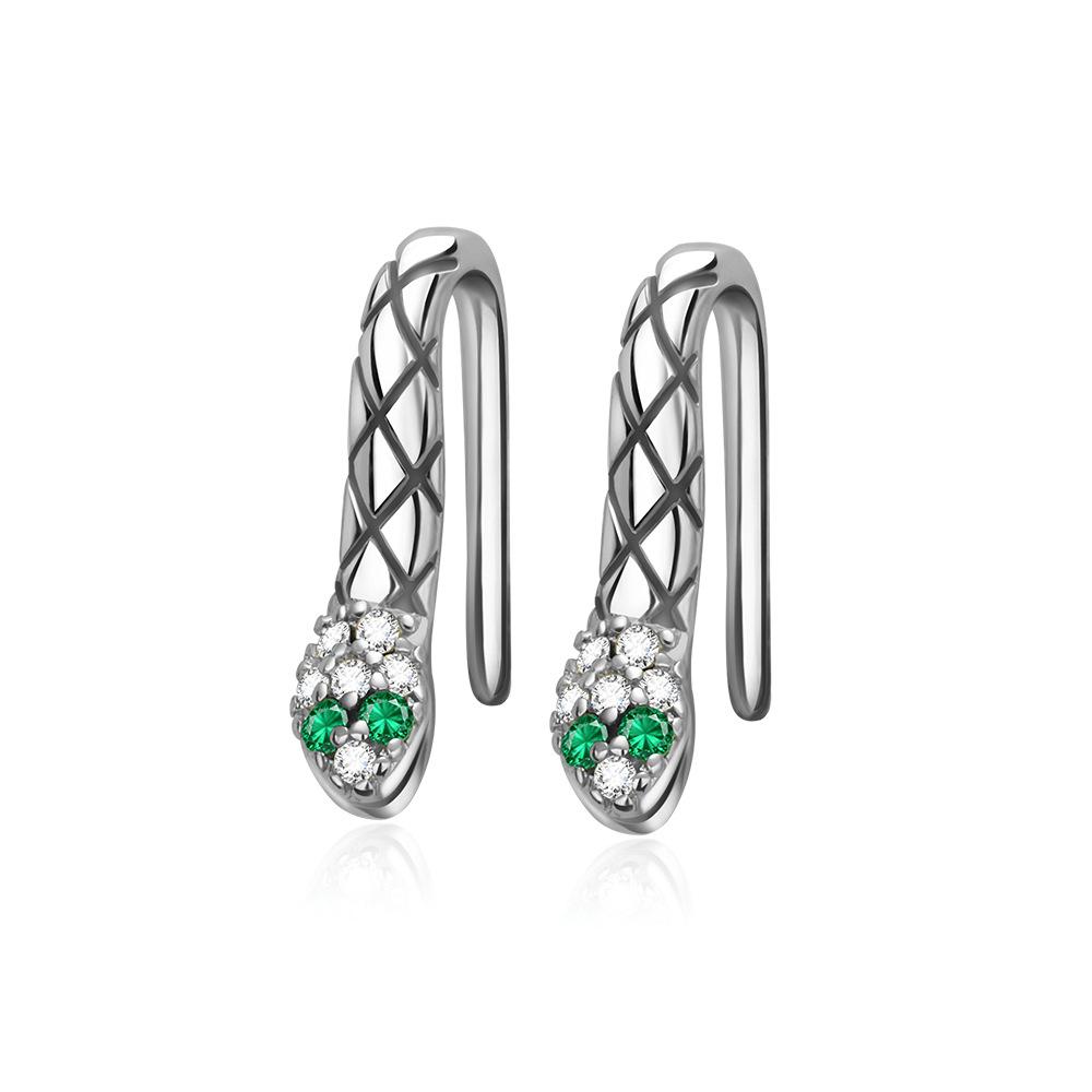 S925 Silver Fashion Origami Crane Snake Earrings Thick Zircon Cross Ear Studs DIY Gift for Women