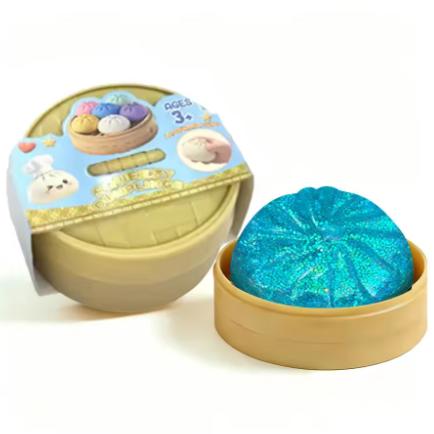 Random 1Pcs Realistic Dumpling Squeeze Toy With Bamboo Steamer Soft Tpr Dough Ball Decompression Fidget Toy Creative Funny Gift