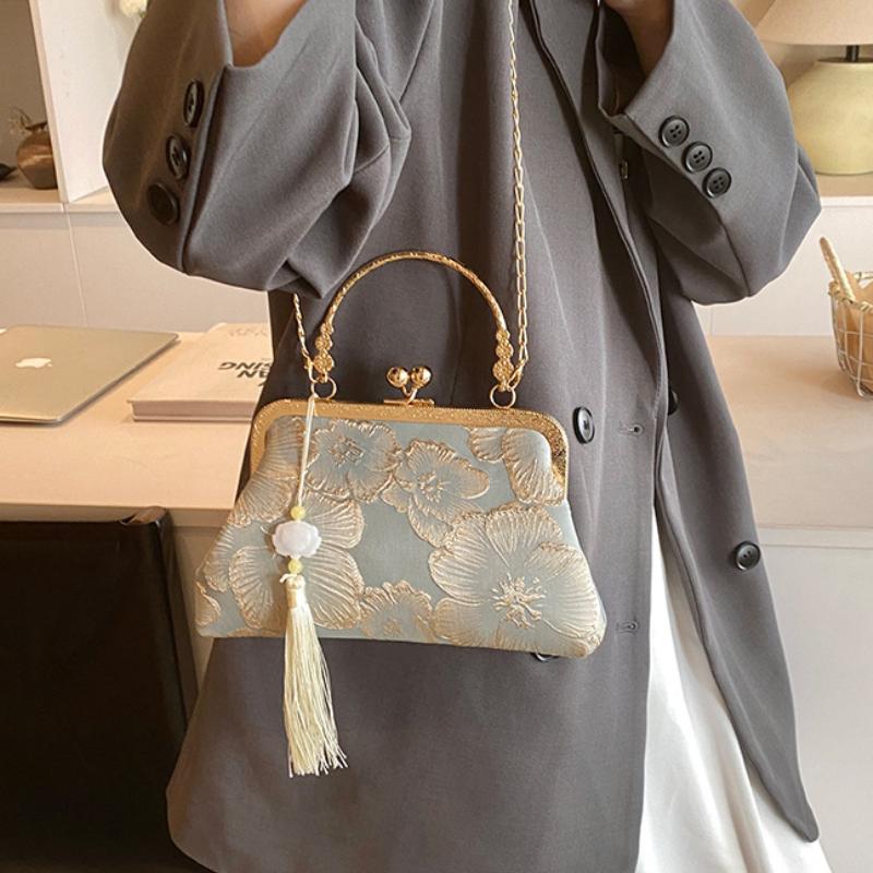 Umhängetasche im chinesischen Stil mit Stickerei Elegante Handtasche Retro Kleine quadratische Tasche Hochzeitsparty Luxus Designer Damen Abendclutch
