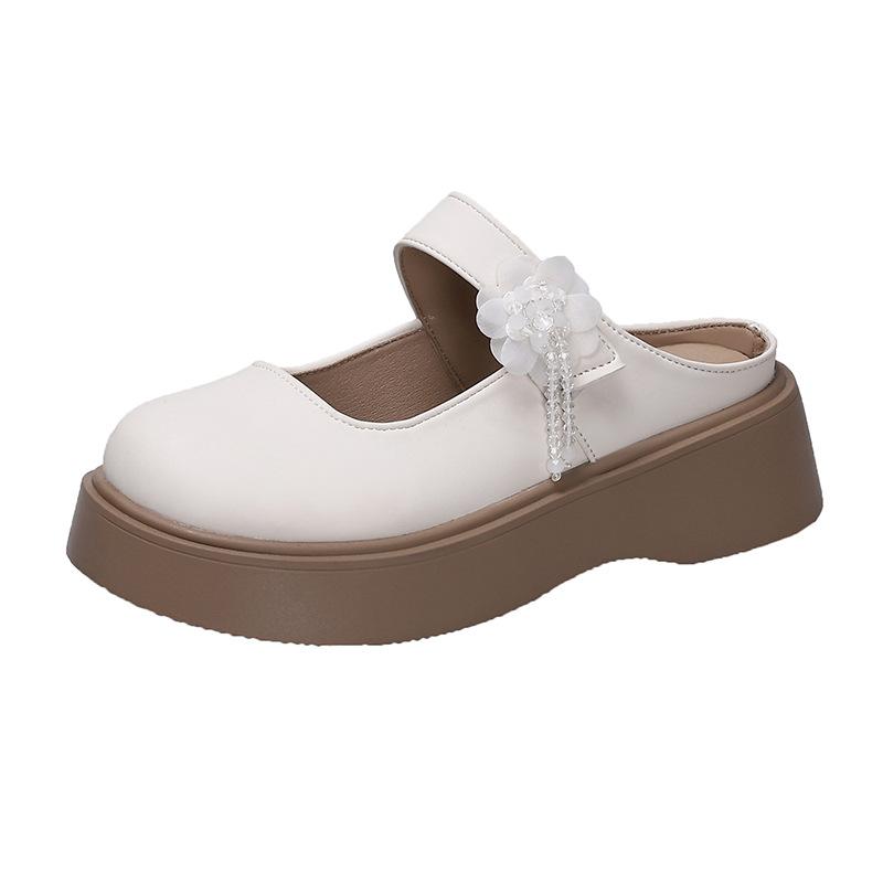 In the evening, the thick-soled super fire pedal Mary Jane bag head half slippers women's summer wear 2025 new popular cool slippers