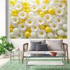 Lebendiger Gänseblümchen- und Ballon-Hintergrund, Florale Szene, Fotografie-Hintergrundtuch
