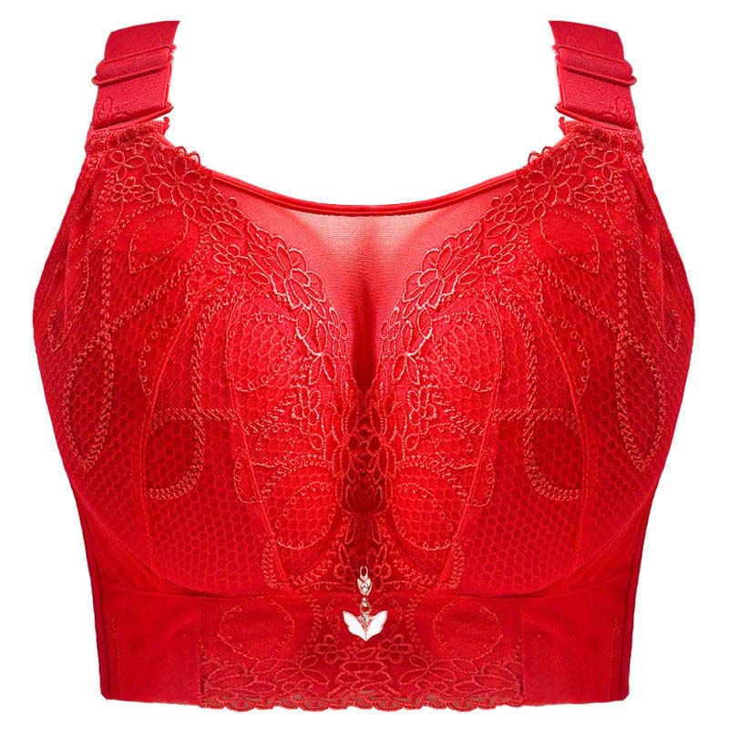 Large Size Thin Section No Steel Ring Underwear Women Receive Auxiliary Breasts 6-breasted Breathable Bra Gathered On The Support Full Cup Bra CDE