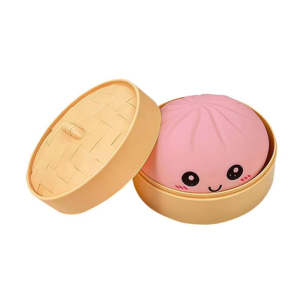 Realistic Giant Dumpling Squeeze Toy With Steamer Soft Tpr Dough Ball Glittery Cute Decompression Fidget Toy Funny Creative Gift