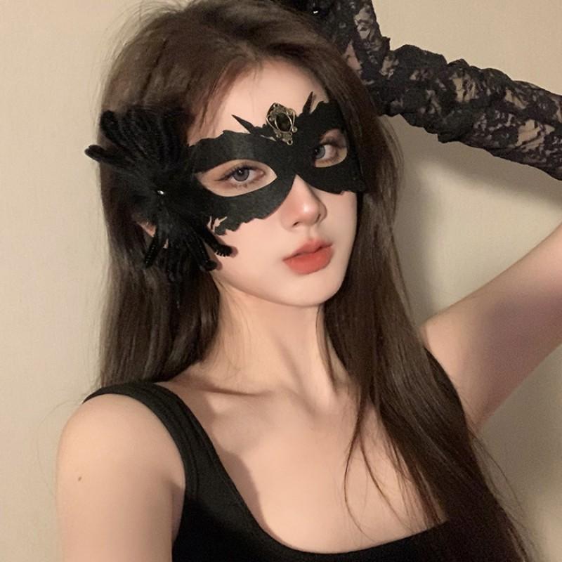 Black Flower Half Face Mask Masquerade Party Cosplay Props Halloween Carnival