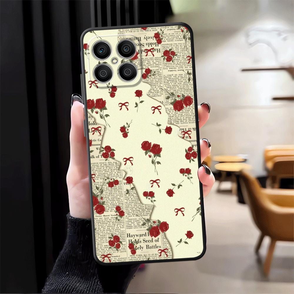 Funda Phone Cover Case for Honor 200 400 Lite X6 8X 70 X7 X8 Magic5Lite X9a 90 X5b Rose Bow