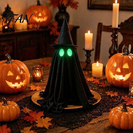 Realistic Spooky Ghost Decor Halloween Decoration, Glow In The Dark Standing Ghost, Party Decorations for Festival Small Black Fabric Tabletop,