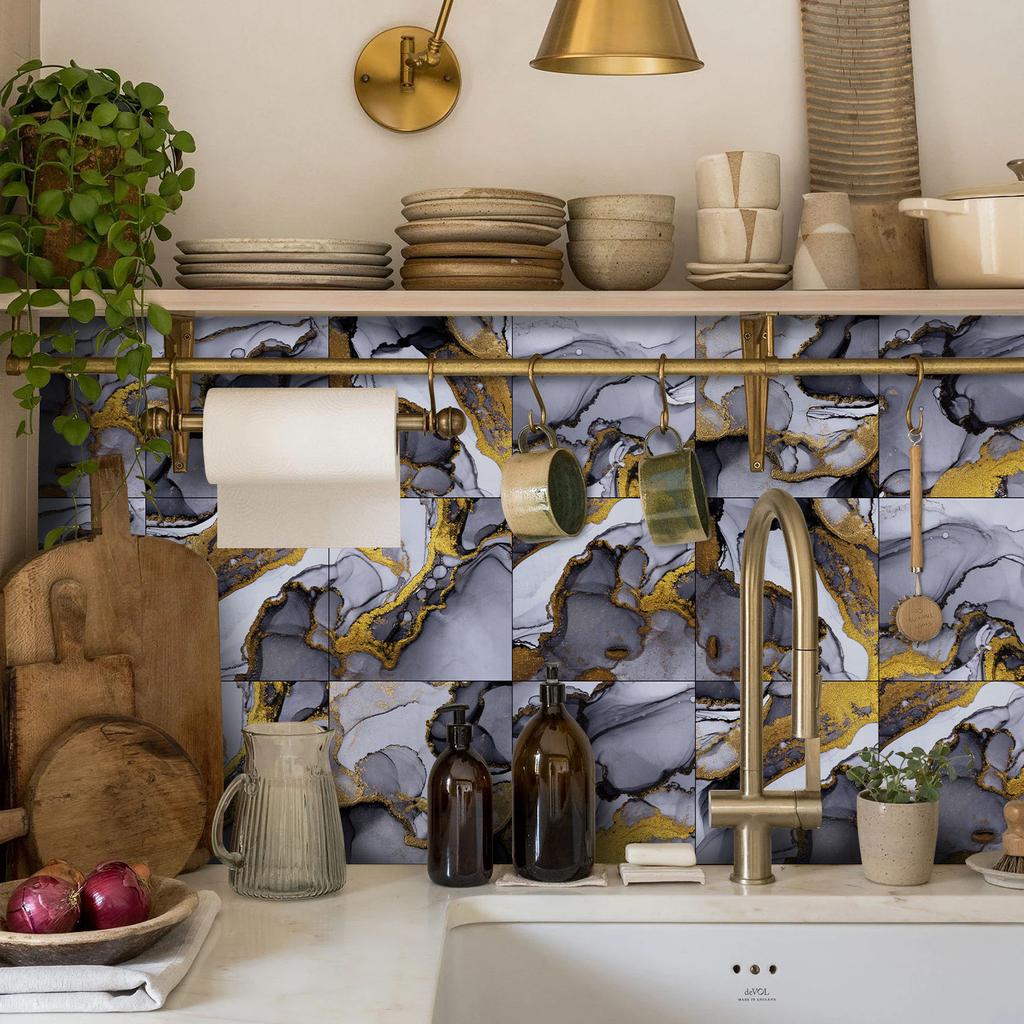Self-adhesive Wall Sticker Kitchen Bathroom Waterproof and Oil-proof Crystal Tile Sticker Marble Pattern Home Decoration Wallpaper