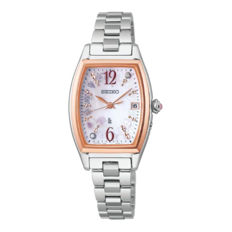 SEIKO 100 meters waterproof solar Quartz titanium strap women s watch white dial SSQW090 синий