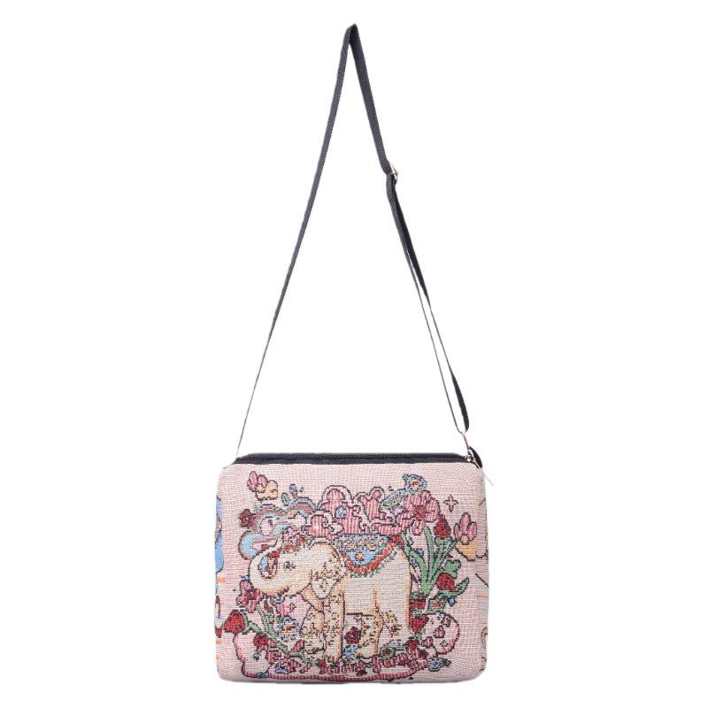 Bolsa Bordada Dupla Face Estilo Étnico, Bolsa Quadrada Pequena Feminina, Bolsa Transversal, Bolsa Pequena Leve, Bolsa de Viagem