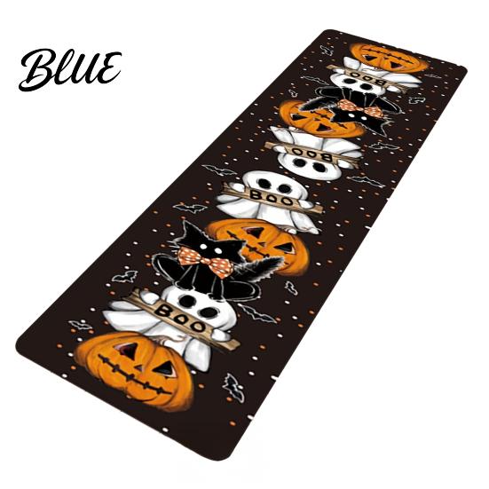 Easy Clean Floor Mat Halloween Kitchen Rug Pumpkin Bat Black Cat Non-slip Mat