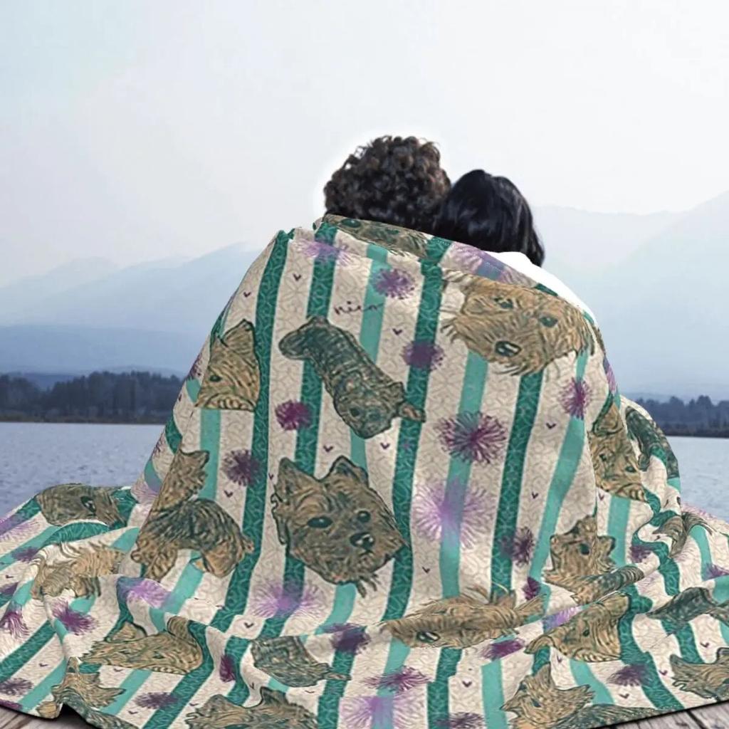 Yorkshire Terrier Dog Blankets Flannel Printed Plaid Anime Multifunction Lightweight Throw Blankets for Sofa Outdoor Rug Piece