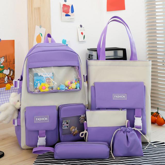 Women's Backpack Composite Bags Casual Canvas Preppy Style Students School Bag Bookbag Large Capacity Handbags Pencil Pouch