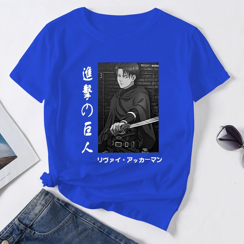 Summer Hot Anime Levi Ackerman Clothing Female Loose Women T-shirt Punk Dark Grunge Streetwear Ladies Top Gothic T Shirts