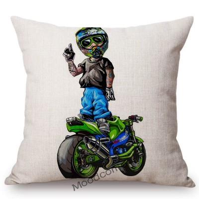 Xtreme Sport Motorcycle Stunting Riding Mtx Cute Cartoon Stunters Decorative Sofa Throw Pillow Case Cotton Linen Cushion Cover