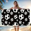 Serviette de Plage Ballon de Football Impression Plate Noir Blanc Motif Football Grande Serviette Microfibre Piscine pour Enfants Garçons Fans de Sport Salle de Sport