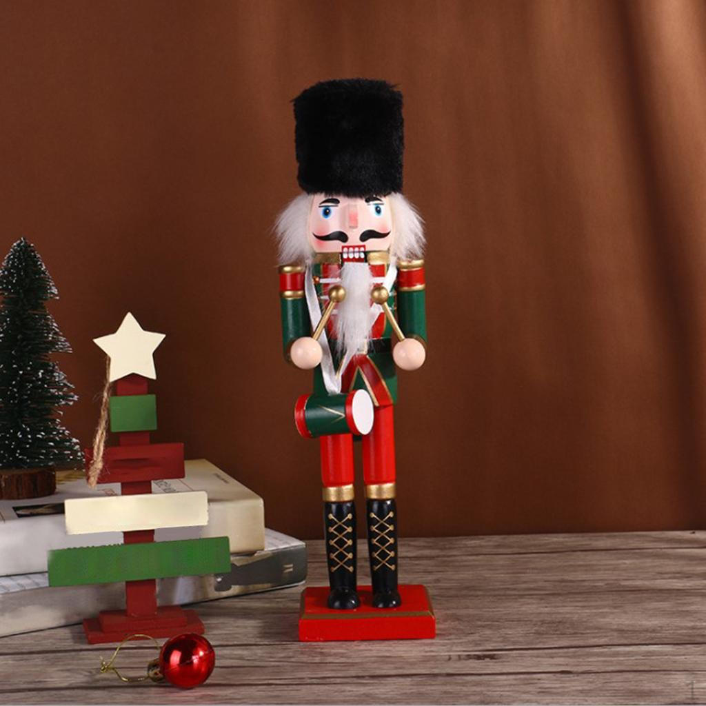12 inch Wooden Nutcracker Soldier Ornaments Puppets Festival Christmas Themed Party Decor Drum