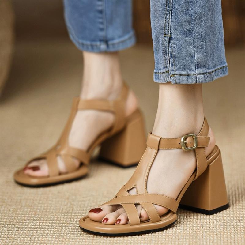 

Туфли на высоком каблуке Женские сандалии Массивная обувь Летние элегантные туфли-лодочки Обувь на каблуке Женская 2025 Дизайнерский тренд Бренд Mujer Zapatillas 39 абрикосовый