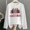 (Asian Size) sweet merry style Print T Shirt Christmas holiday Graphic Tee Women autumn winter Casual Fashion Top Clothing Long Sleeve T-shirts