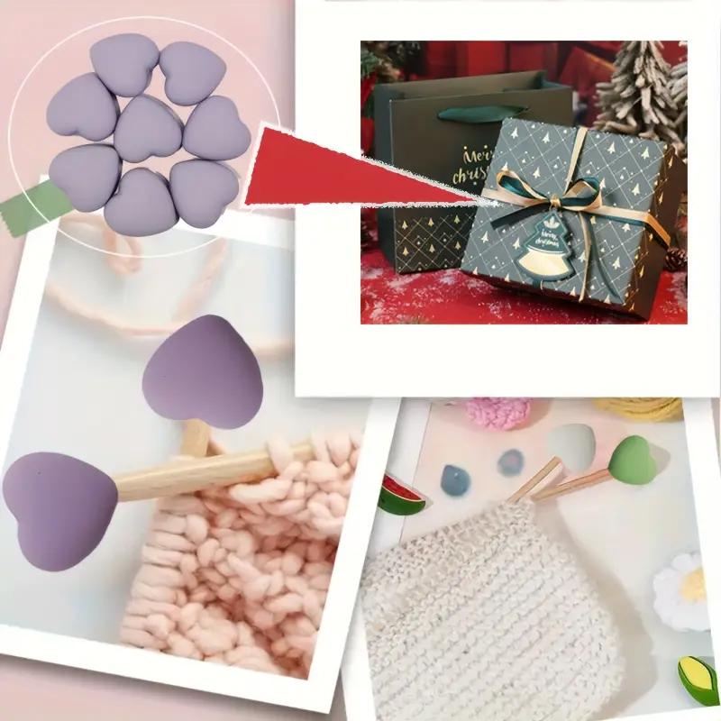8/10/12PCS Multicolor Heart Stitch Needle Tips Stoppers Silicone Knitting Needle End Caps Cute Knitting Needle Point Protectors