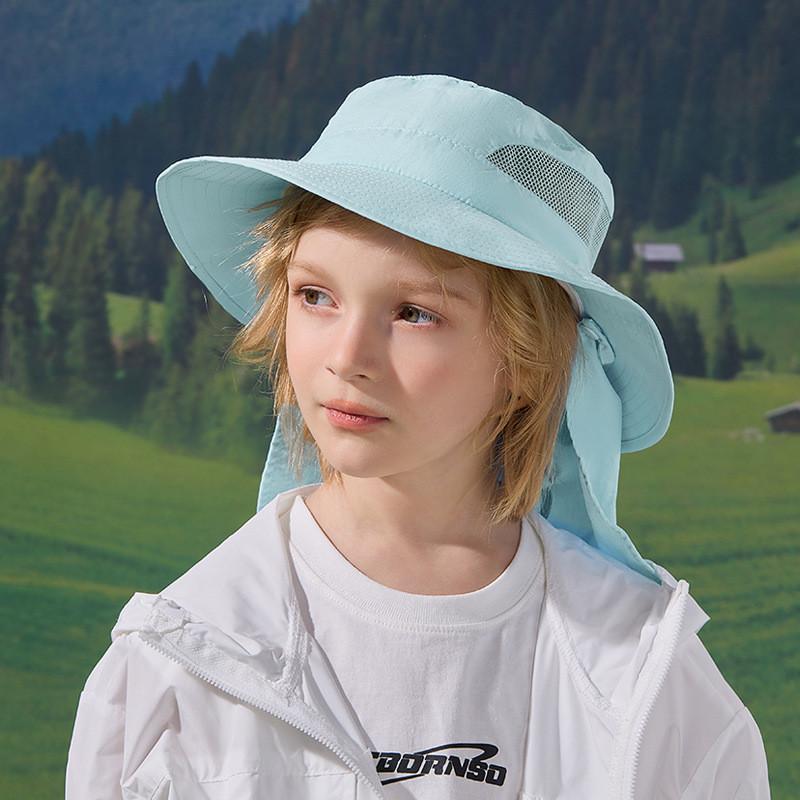 

Childrens Casual Sun Hat With Large Brim And Neck Guard For Beach Vacation And Outdoor Activities Blue
