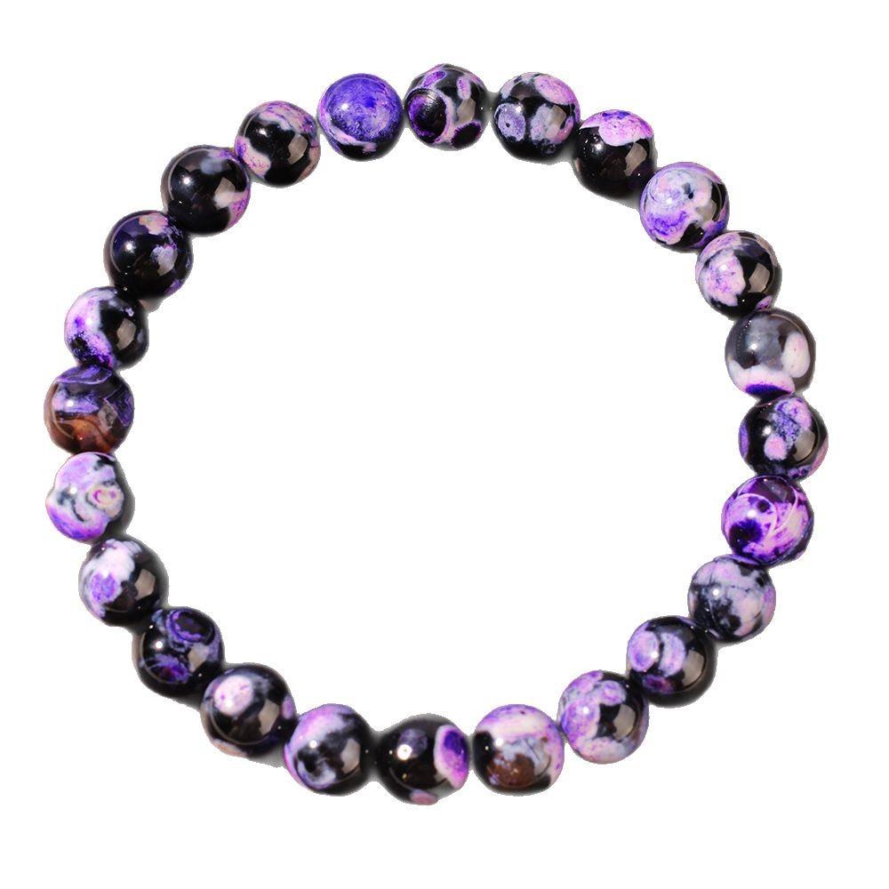European, American Bohemian natural stone purple fire agate bracelet 8mm beaded holiday bracelet gift stone