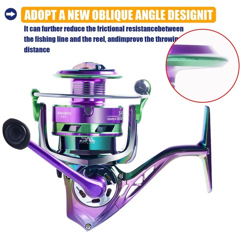 Moulinet de pêche à deux mains en aluminium galvanisé coloré 6+1BB Roulement Matériau PA Moulinet rotatif avec engrenage de précision Matériau acier inoxydable