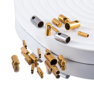 20pcs Stainless Steel Column End Tip Cap Crimp Clasps For DIY End Bead Caps Connector Necklace Leather Cord Jewelry Accessories