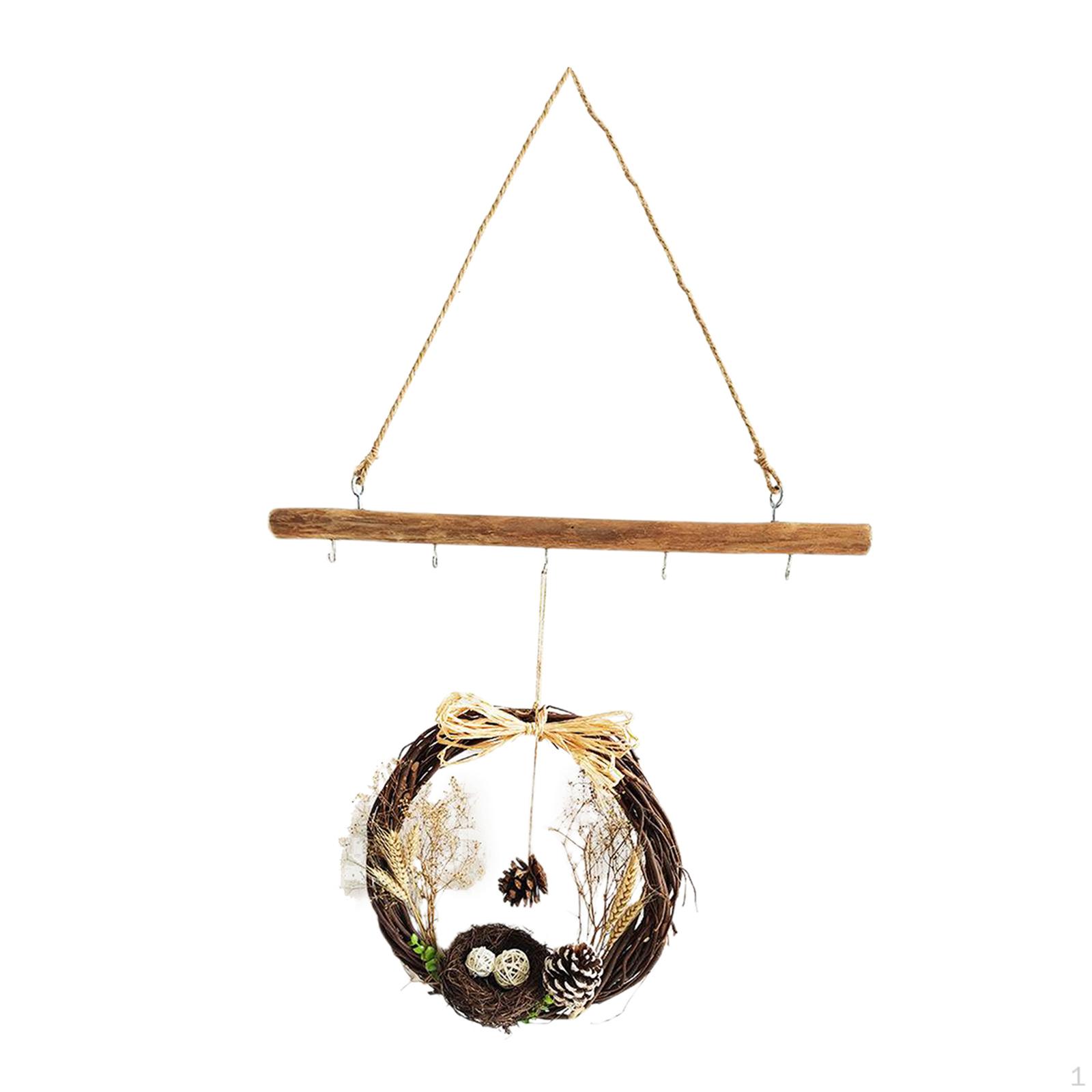 

Artificial Flower Garland - Spring Decorative Silk Door Wreaths with Rattan Hoop And Green Leaves Rattan 38cm