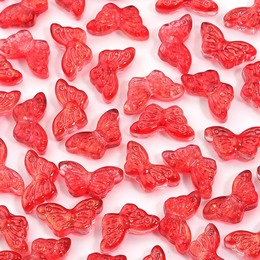 50pcs Butterfly Glass Beads 15x8mm Colorful Lampwork Loose Beads For Jewelry Making DIY Bracelets Necklace Keychain Accessories