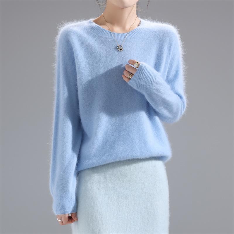 2025 Fashion Women's Round Neck Wool Sweater: Versatile Loose-Fit Knit Base Layer