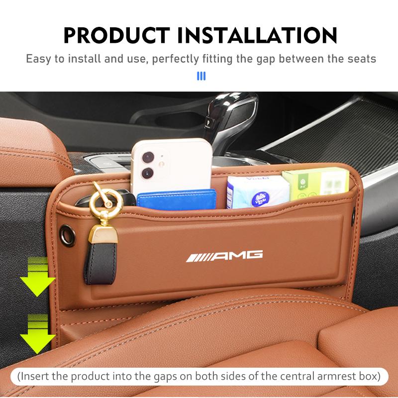 GLC GLB Car Seat Gap Organizer Leather Console Side Pocket Storage Box For Mercedes Benz AMG W204 W205 W203 W211 W201 W210 W108